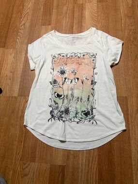 Lucky Brand cream Scoop Neck Tee with Pastel Peach and Mint Graphic